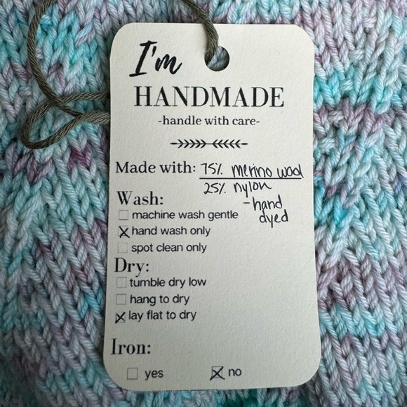 Handcrafted Knit Spiral Slouchy Beanie - Teal Marled - Picture 7 of 7